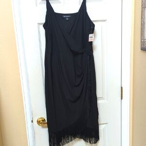Elegant Black Fringe Dress, 2X, NWT